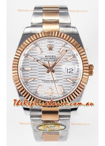Rolex Super Clone Datejust ETA 3235 Movement 41MM Two Tone Rose Gold Plating Fluted Dial Watch