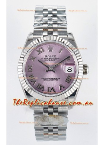 Rolex Super Clone Datejust ETA 2688 Movement 31MM Stainless Steel Pink Roman Dial Watch 