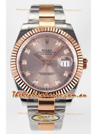 Rolex Super Clone Datejust ETA 3235 Movement 41MM Two Tone Rose Gold Plating Champange Dial Watch