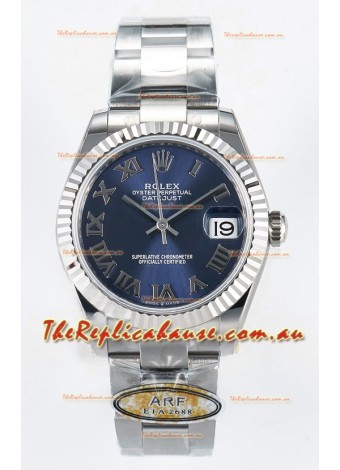 Rolex Super Clone Datejust ETA 2688 Movement 31MM Stainless Steel Blue Roman Dial Watch 