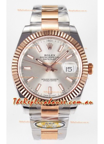 Rolex Super Clone Datejust ETA 3235 Movement 41MM Two Tone Rose Gold Plating Steel Dial Watch