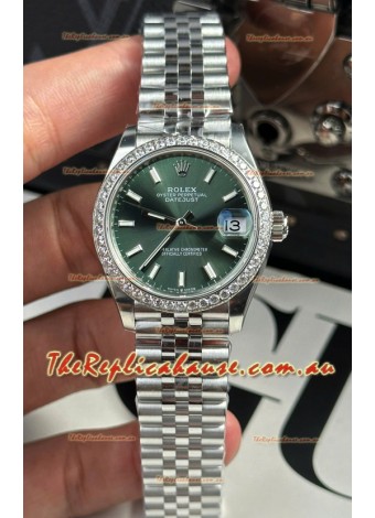 Rolex Super Clone Datejust ETA 2688 Movement 31MM Stainless Steel Case Green Dial Watch