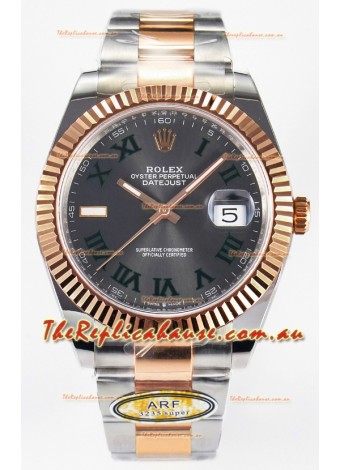 Rolex Super Clone Datejust ETA 3235 Movement 41MM Two Tone Rose Gold Plating Roman Dial Watch