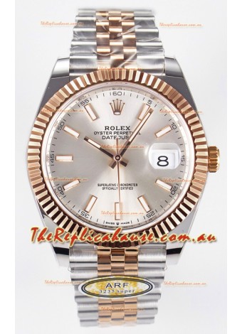 Rolex Super Clone Datejust ETA 3235 Movement 41MM Two Tone Rose Gold Plating Steel Dial Watch