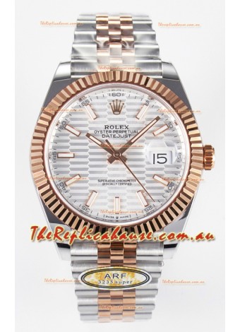 Rolex Super Clone Datejust ETA 3235 Movement 41MM Two Tone Rose Gold Plating Fluted Dial Watch