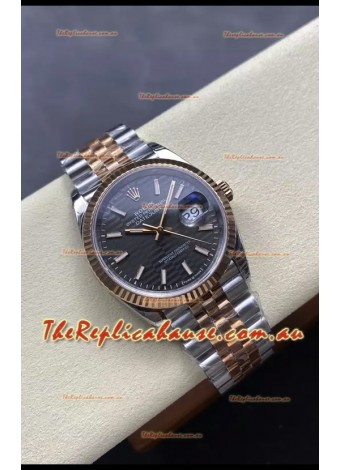 Rolex Super Clone Datejust ETA 3235 Movement 36MM Two Tone Yellow Gold Grey Fluted Dial Watch