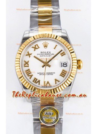 Rolex Super Clone Datejust ETA 2688 Movement 31MM Two Tone Yellow Gold Swiss White Dial