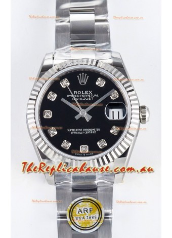 Rolex Super Clone Datejust ETA 2688 Movement 31MM Stainless Steel Black Dial Watch 