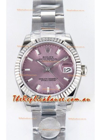 Rolex Super Clone Datejust ETA 2688 Movement 31MM Stainless Steel Pink Dial Watch 