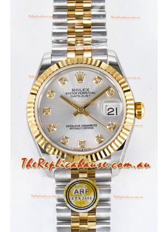 Rolex Super Clone Datejust ETA 2688 Movement 31MM Two Tone Yellow Gold Steel Dial