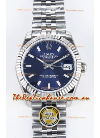 Rolex Super Clone Datejust ETA 2688 Movement 31MM Stainless Steel Blue Dial Watch 