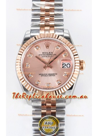 Rolex Super Clone Datejust ETA 2688 Movement 31MM Two Tone Rose Gold Swiss Champange Dial
