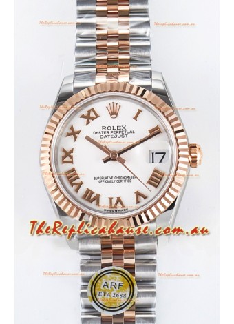 Rolex Super Clone Datejust ETA 2688 Movement 31MM Two Tone Rose Gold Swiss White Dial