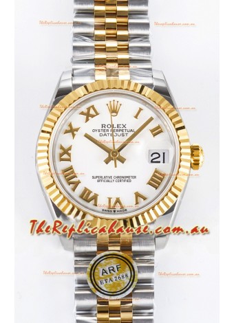 Rolex Super Clone Datejust ETA 2688 Movement 31MM Two Tone Yellow Gold Swiss White Dial