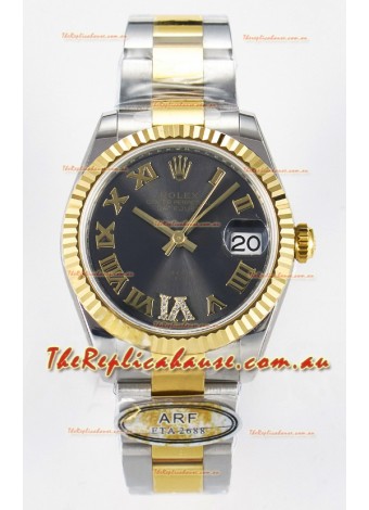 Rolex Super Clone Datejust ETA 2688 Movement 31MM Two Tone Yellow Gold Swiss Grey Dial