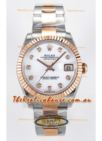 Rolex Super Clone Datejust ETA 2688 Movement 31MM Two Tone Rose Gold White Dial