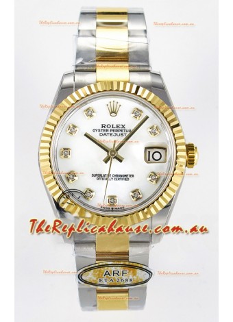 Rolex Super Clone Datejust ETA 2688 Movement 31MM Two Tone Yellow Gold Peal Dial