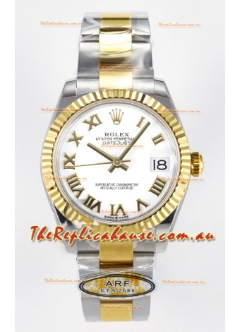 Rolex Super Clone Datejust ETA 2688 Movement 31MM Two Tone Yellow Gold Watch White Dial