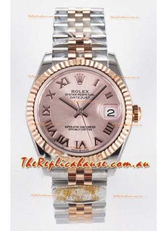 Rolex Super Clone Datejust ETA 2688 Movement 31MM Two Tone Rose Gold Swiss Champange Dial