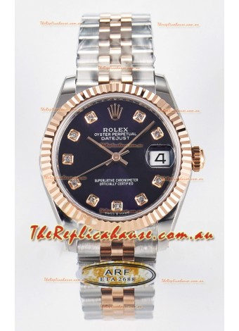 Rolex Super Clone Datejust ETA 2688 Movement 31MM Two Tone Rose Gold Swiss Purple Dial