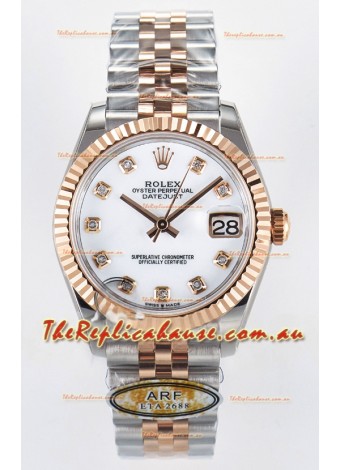 Rolex Super Clone Datejust ETA 2688 Movement 31MM Two Tone Rose Gold Swiss White Dial