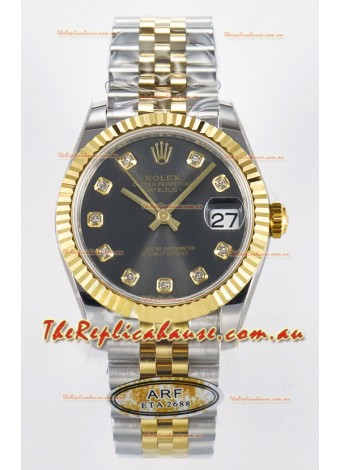 Rolex Super Clone Datejust ETA 2688 Movement 31MM Two Tone Yellow Gold Swiss Grey Dial