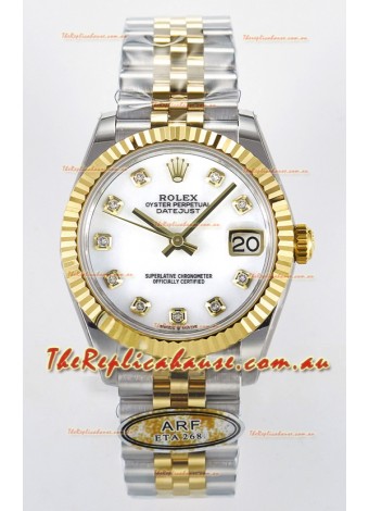 Rolex Super Clone Datejust ETA 2688 Movement 31MM Two Tone Yellow Gold Swiss White Dial
