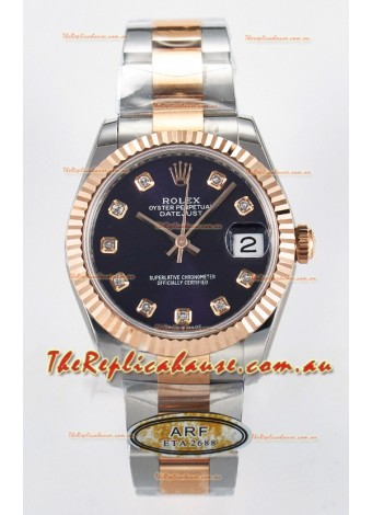Rolex Super Clone Datejust ETA 2688 Movement 31MM Two Tone Rose Gold Swiss Purple Dial