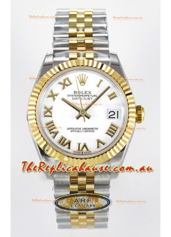 Rolex Super Clone Datejust ETA 2688 Movement 31MM Two Tone Yellow Gold Swiss White Dial