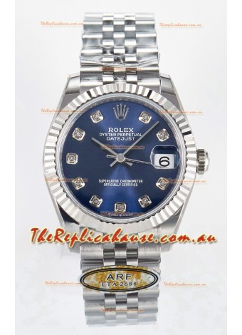 Rolex Super Clone Datejust ETA 2688 Movement 31MM Stainless Steel Blue Dial Watch 