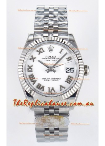 Rolex Super Clone Datejust ETA 2688 Movement 31MM Stainless Steel White Roman Dial Watch 