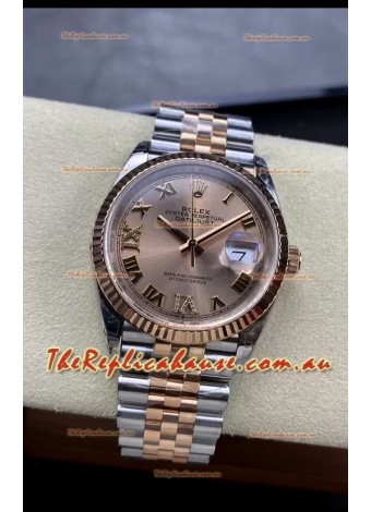 Rolex Datejust 126231-0027 36MM Swiss Replica in 904L Steel in Gold Dial 1:1 Mirror Replica