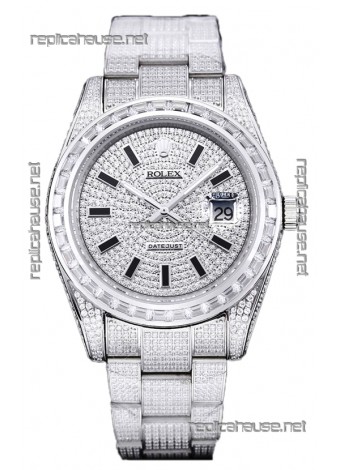 Rolex Datejust 41MM Swiss Replica - Iced Out Edition in Diamonds Dial 