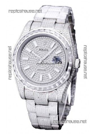 Rolex Datejust 41MM Swiss Replica - Iced Out Edition in Diamonds Dial 