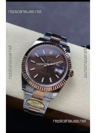 Rolex Datejust 126331 41MM ETA3235 72 Hours Power Brown Dial Oyster 1:1 Mirror Replica in Rose Gold 904L Steel