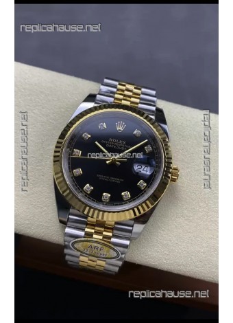 Rolex Datejust M126333 41MM ETA3235 72 Hours Power Black Diamonds Dial Jubilee 1:1 Mirror Replica Yellow Gold 904L Steel
