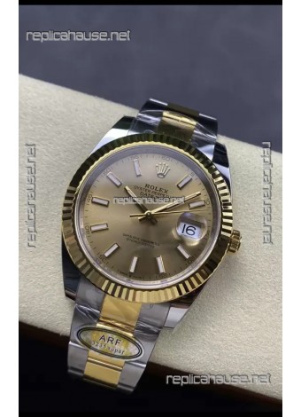 Rolex Datejust M126333 41MM ETA3235 72 Hours Power Gold Dial Oyster 1:1 Mirror Replica Yellow Gold 904L Steel