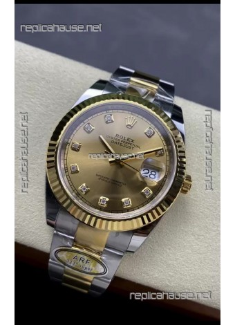 Rolex Datejust M126333 41MM ETA3235 72 Hours Power Gold Diamonds Dial 1:1 Mirror Replica Yellow Gold 904L Steel