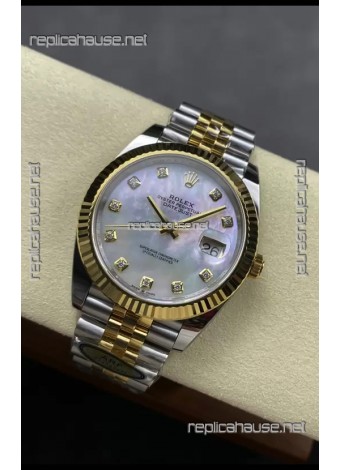 Rolex Datejust M126333 41MM ETA3235 72 Hours Power Pearl Dial Jubilee 1:1 Mirror Replica Yellow Gold 904L Steel