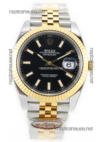 Rolex Datejust M126333 41MM ETA3235 72 Hours Power Black Dial Jubilee 1:1 Mirror Replica Yellow Gold 904L Steel