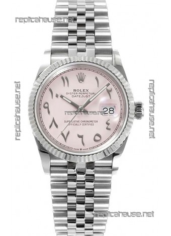 Rolex Datejust M126234 36MM ETA3235 Pink Arabic Dial - 904L Steel Casing 