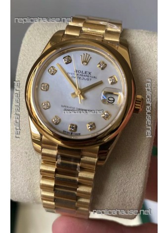 Rolex Datejust M278248 31MM Swiss Replica in Gold - White Pearl Dial 1:1 Mirror Quality 