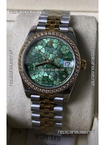 Rolex Datejust M278383RBR 31MM Swiss Replica Two Tone Yellow Gold - Floral Motif Dial 1:1 Mirror Quality