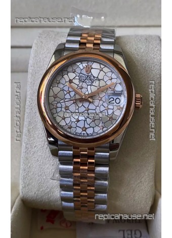 Rolex Datejust M278381RBR 31MM Swiss Replica Two Tone Rose Gold - Floral Motif Dial 1:1 Mirror Quality