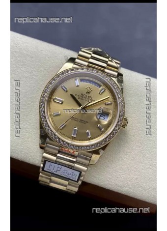 Rolex Day Date 40MM 1:1 Rose Gold in Gold Dial 1:1 Mirror Replica Watch