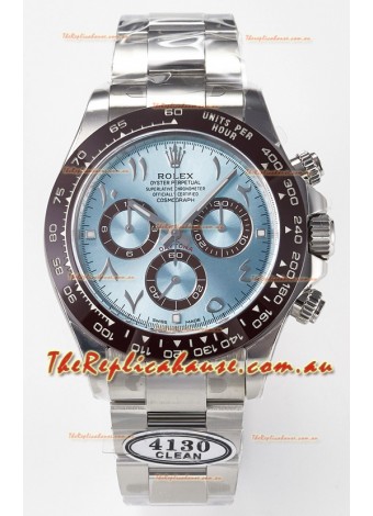Rolex Daytona Super Clone ICE Blue Dial Diamonds Bezel Cal.4130 Movement - 904L Steel Watch