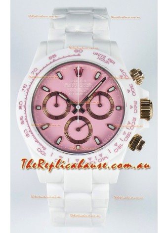 Rolex Daytona AET Remould Pink Dial Full Ceramic Strap Watch in Cal.4130 Movement