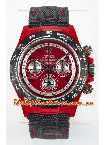Rolex Daytona Edition Watch in Red Dial Red Carbon Casing 1:1 Mirror Replica