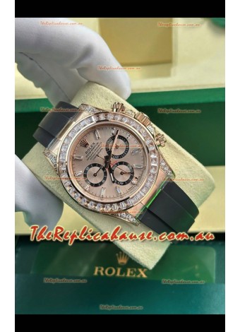 Rolex Daytona Super Clone Rose Gold Casing & Dial Cal.4131 Movement Watch Custom Sapphires Bezel