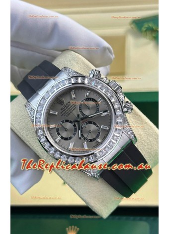Rolex Daytona Super Clone White Gold Casing Steel Dial Cal.4131 Movement Watch Custom Sapphires Bezel